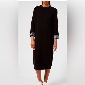 KENZO Women’s black knitted ribbed crew neck maxi dress.✨
